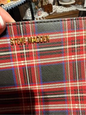 Steve Madden Plaid Crossbody with Gold Logo
